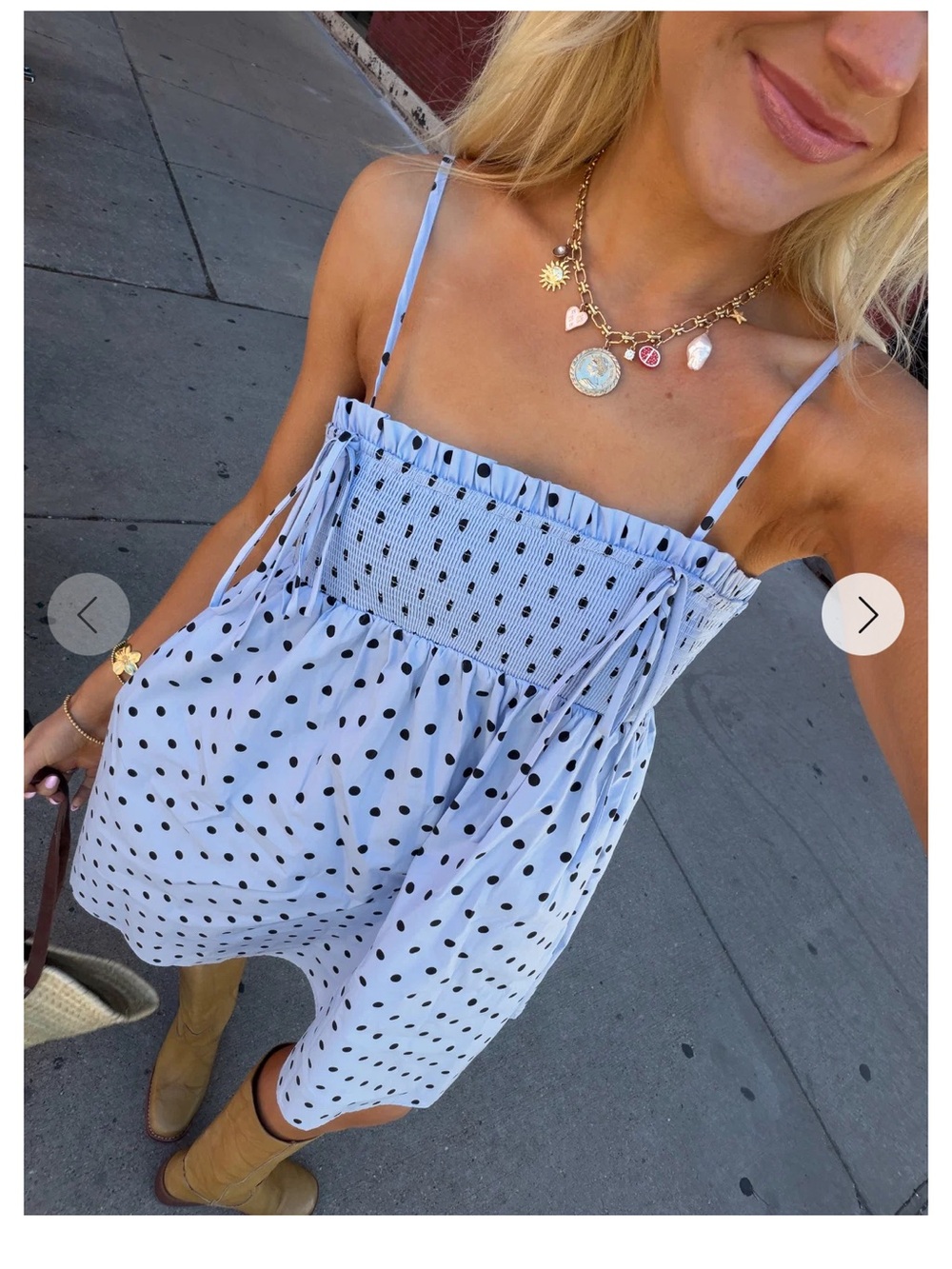 Light Blue Polka Dot Smocked Sundress